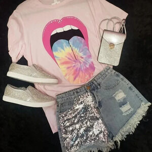 Pastel Tie Dye Tongue Mouth Tee